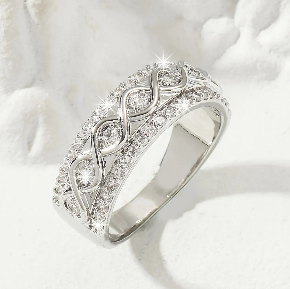Infinity Symbol Inlaid Diamond Ring - Picture 4 of 7